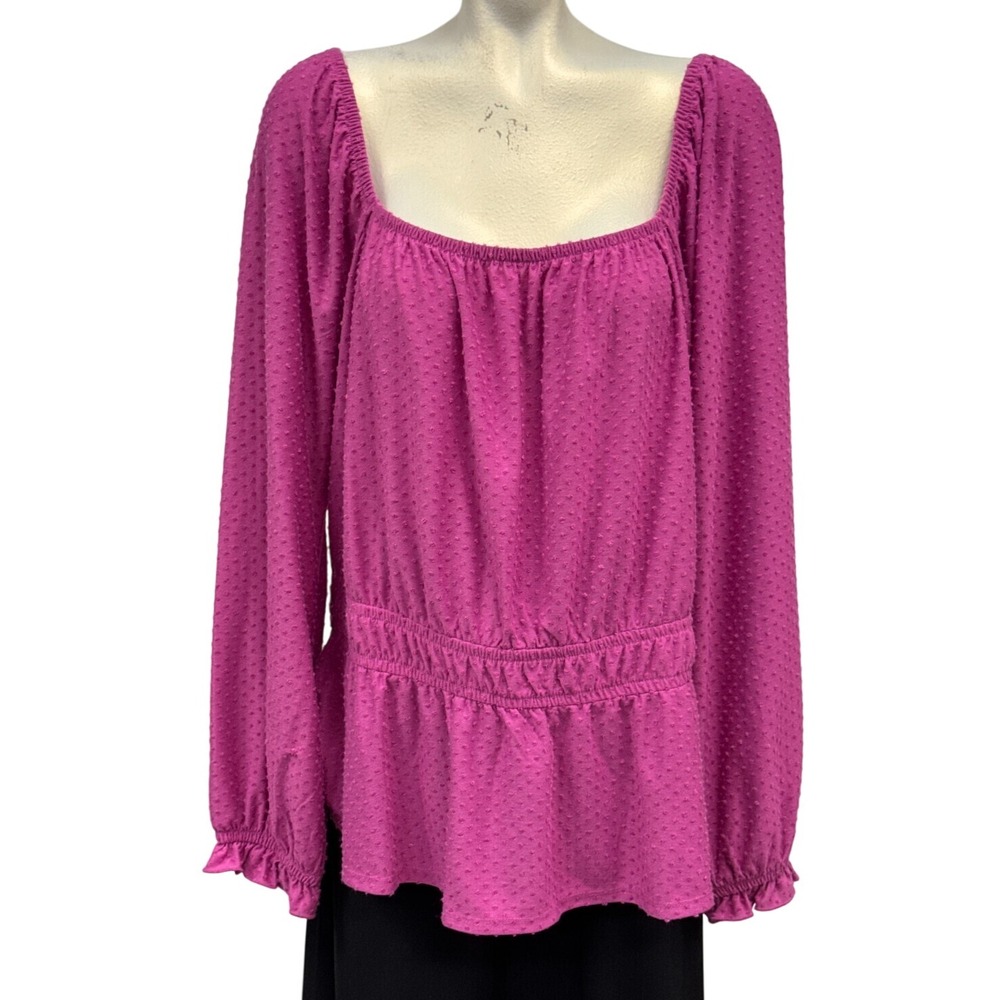 Lane Bryant Womens‎ Purple Long Sleeve Peplum Top Size 18/20 Elastic Cuffs NWT